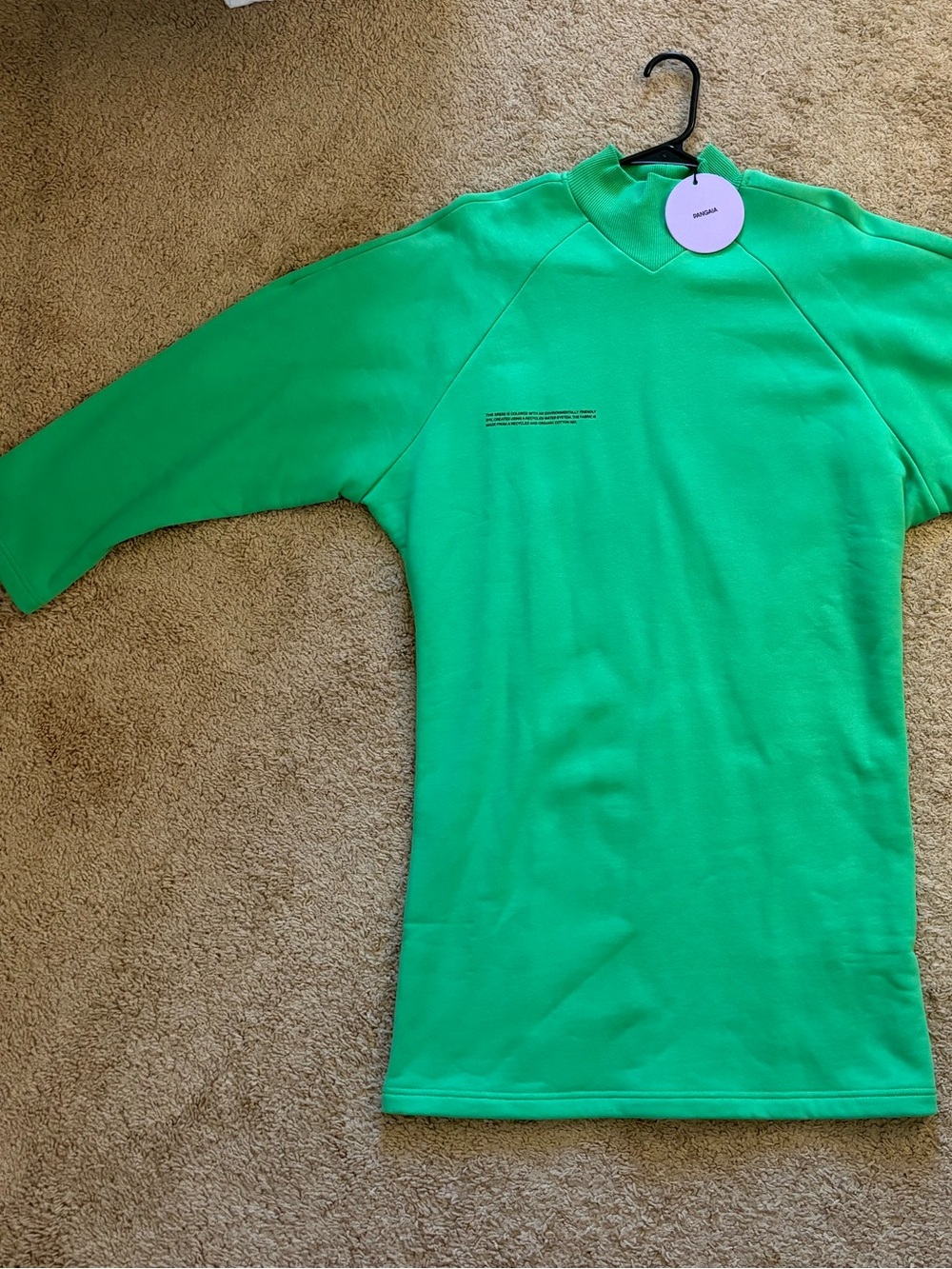 Pangaia green sweatshirt dress